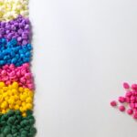 Coloured plastic polymer pellets